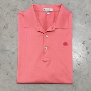 Peter Millar Men's Performance Golf Polo Sz Large Burning Tree Golf Club Pink